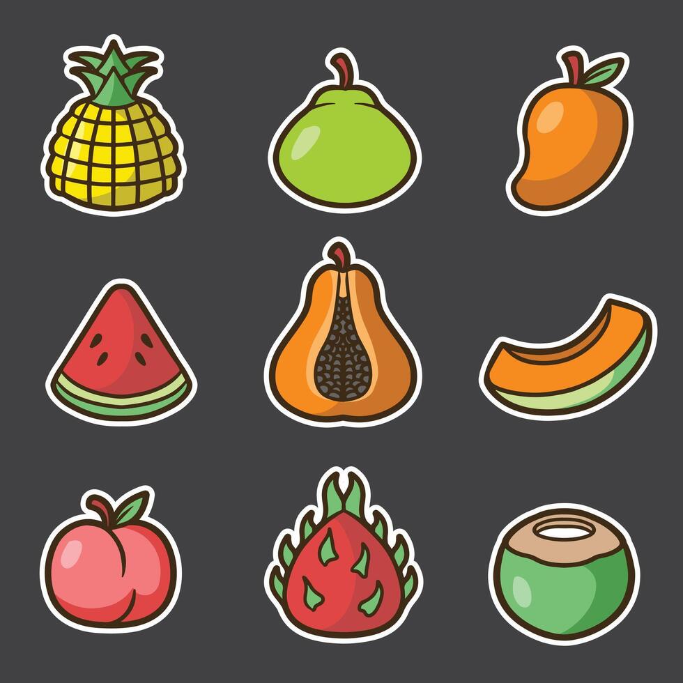 set of fruits good for sticker design, pattern design, element design, etc vector