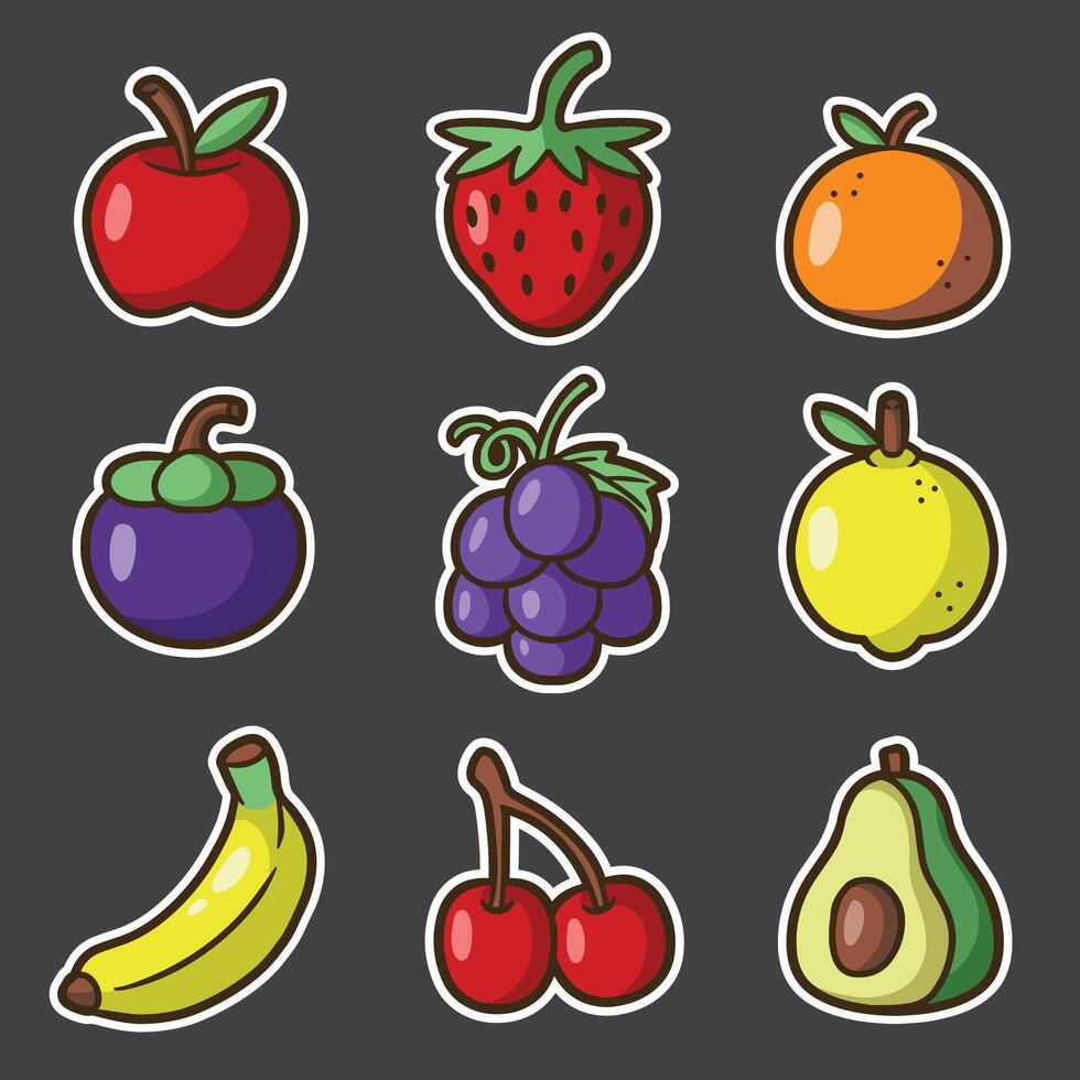 set of fruits good for sticker design, pattern design, badge, element design, etc vector