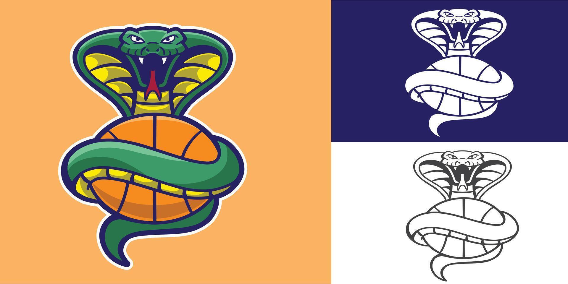 mascot snake with basketball good for logo, team logo, sport logo, sticker, etc vector