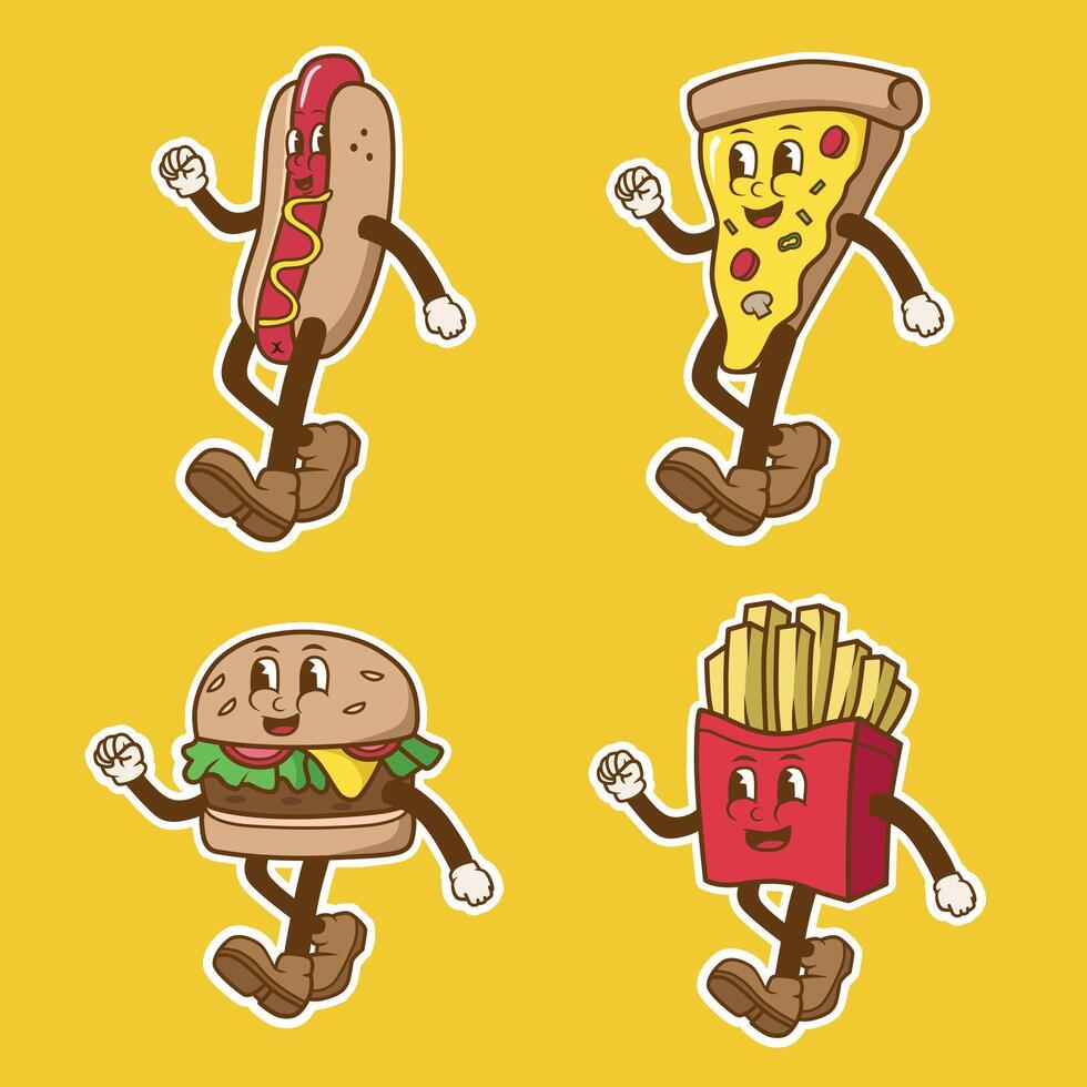 food mascot with retro style good for sticker and design vector