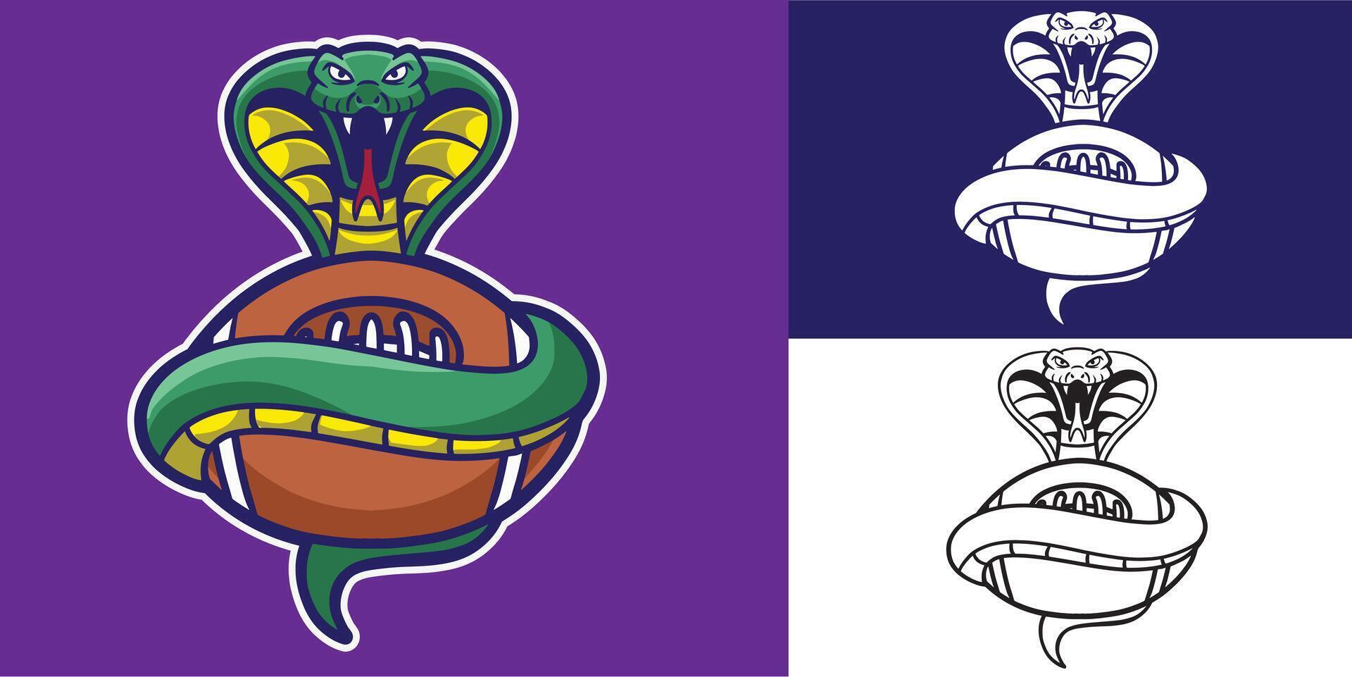 mascot snake with american football good for logo, team logo, sport logo, sticker, etc vector