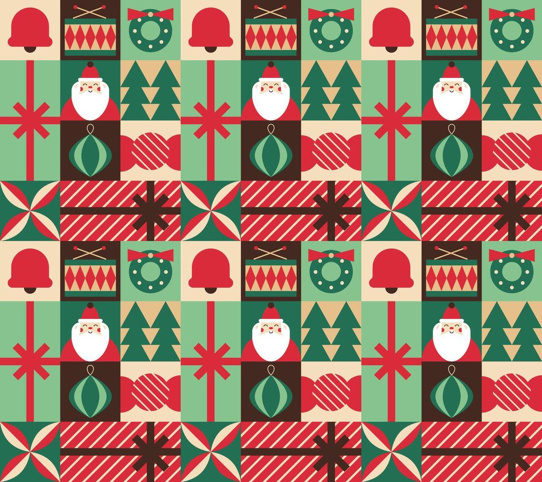 Retro Christmas minimalist geometric seamless pattern vector