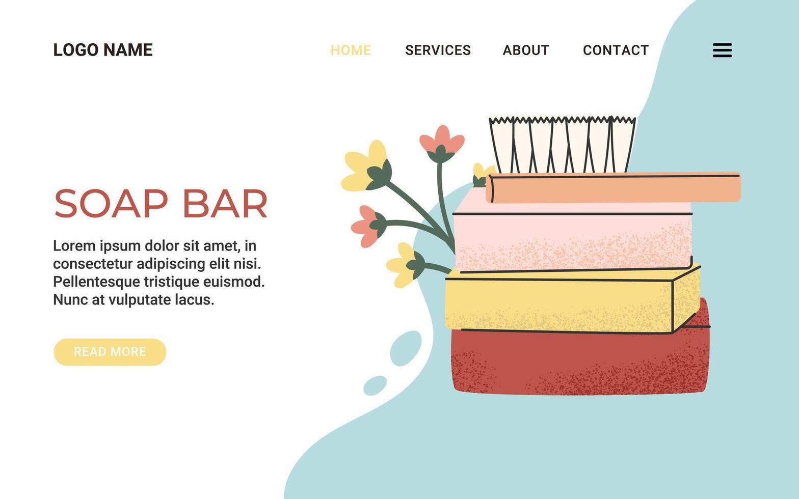 Web Banner Handmade Natural Soap Bar vector