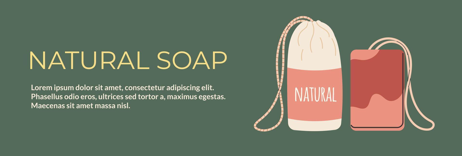 Natural Handmade Soap Cosmetic Banner Template vector