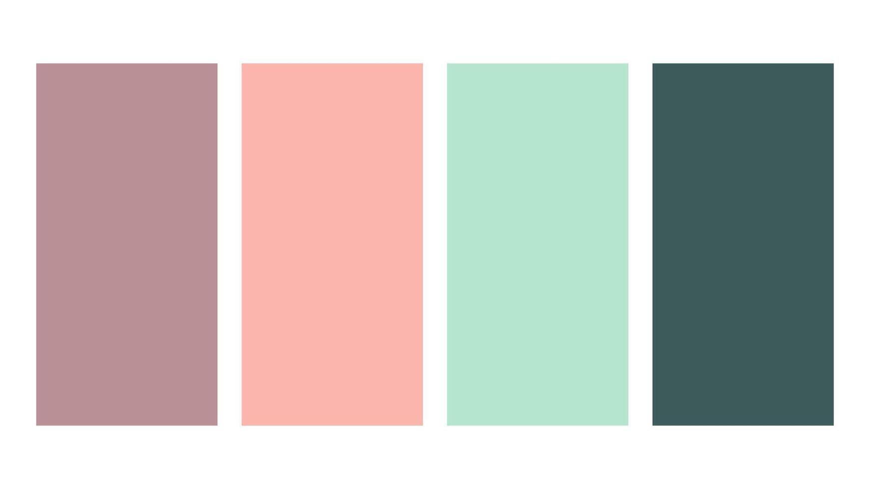 Mauve, salmon, mint, teal green color palette. Set of bright color palette combination in rgb hex. Color palette for ui ux design. Abstract illustration for your graphic design, banner, poster vector
