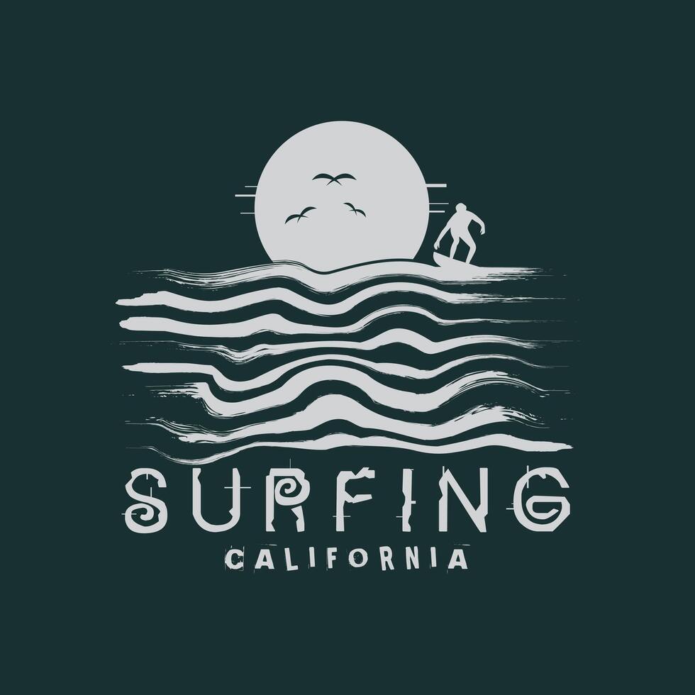 Surfing California illustration and typography, perfect for t-shirts, hoodies, prints etc. vector