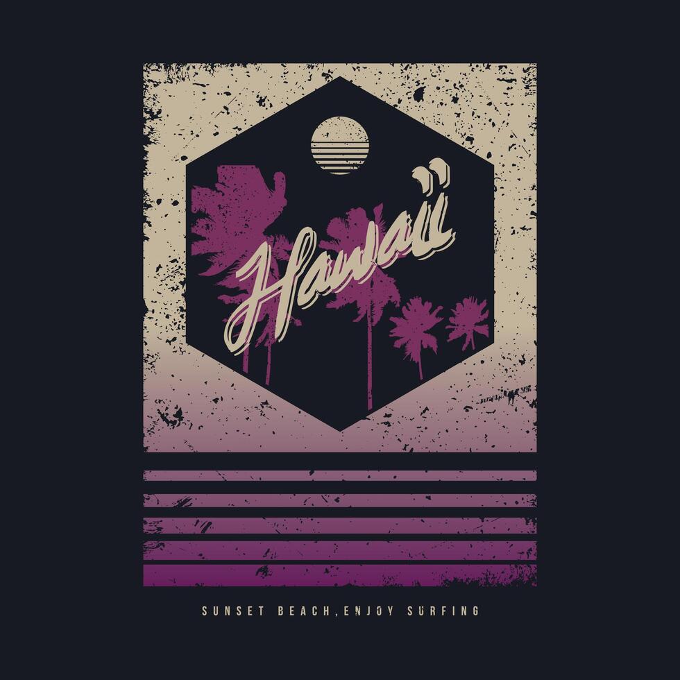 Hawaii Beach illustration and typography, perfect for t-shirts, hoodies, prints etc. vector
