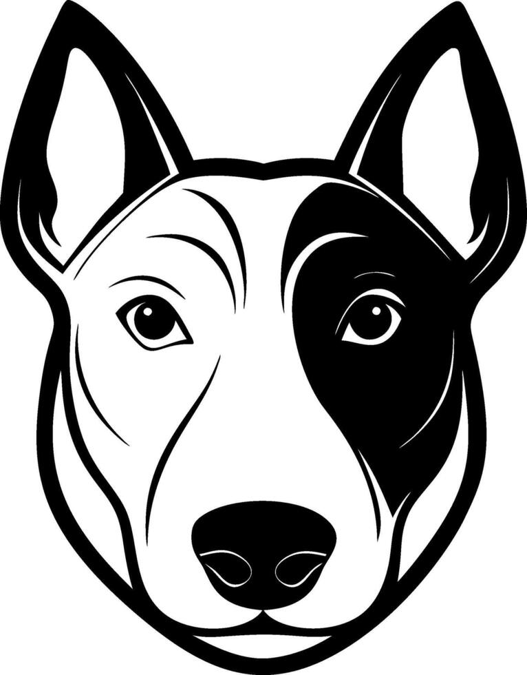 Bull terrier dog icon. Black and white logo, dog silhouette, engraving style vector