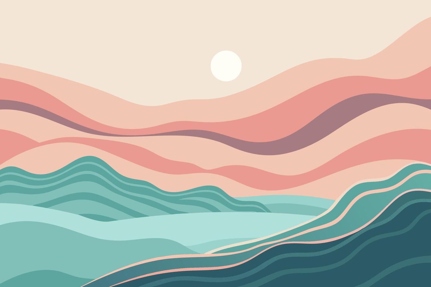 Abstract serene landscape artwork. modern flat style. pastel colors. illustration vector
