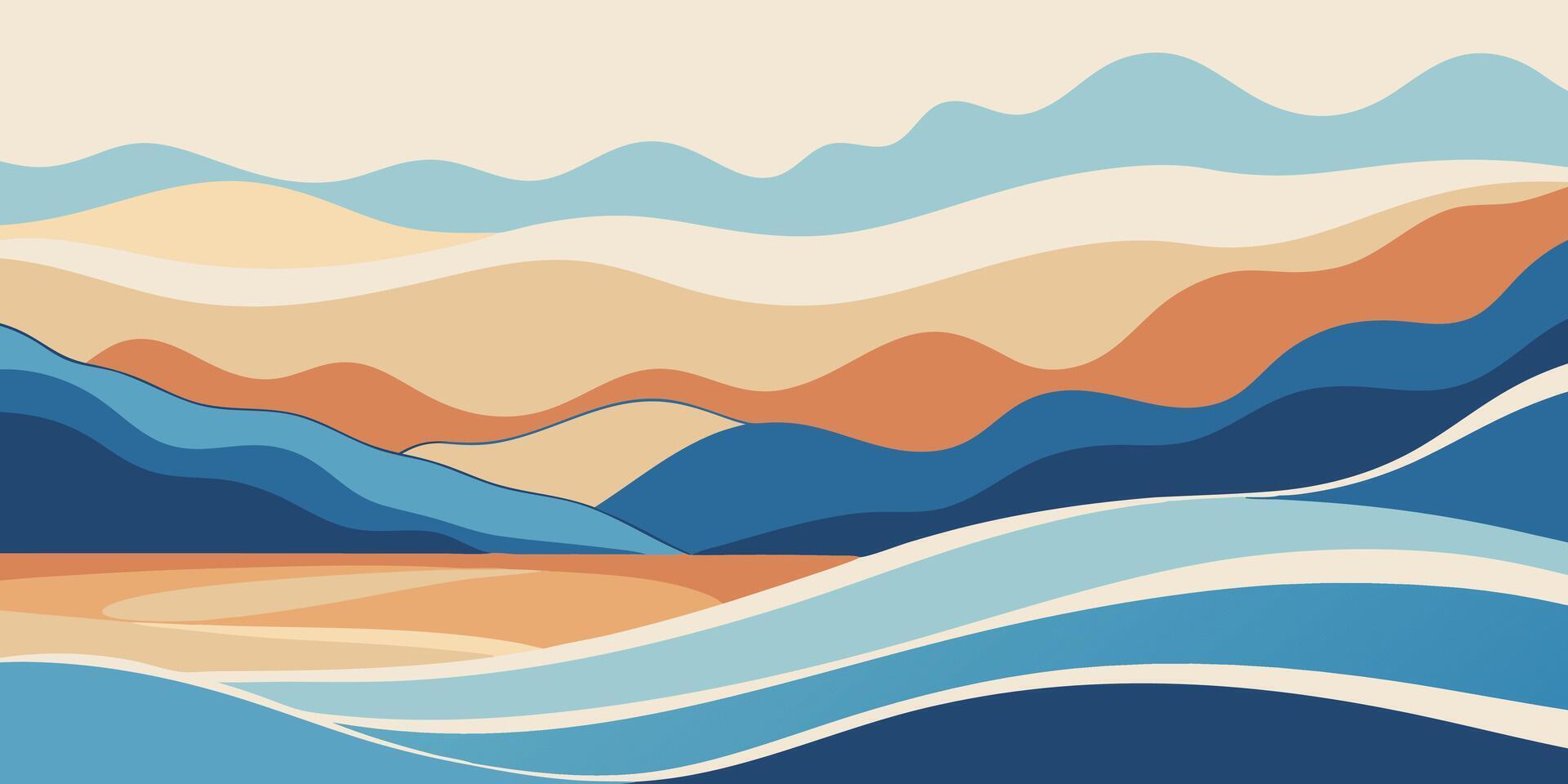 Abstract serene landscape artwork. modern flat style. illustration vector