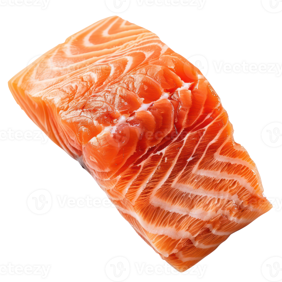 floating raw salmon fish meat isolate on transparency background png