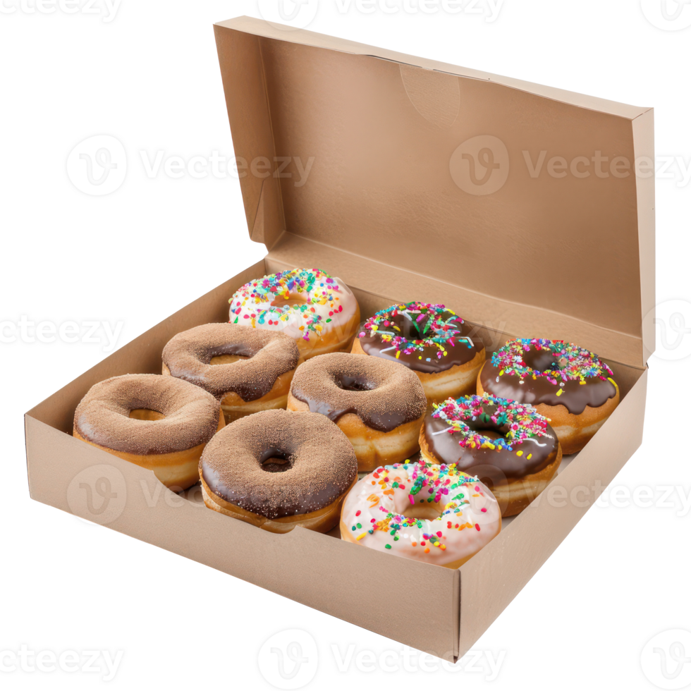 donut box side view full length isolate on transparency background png