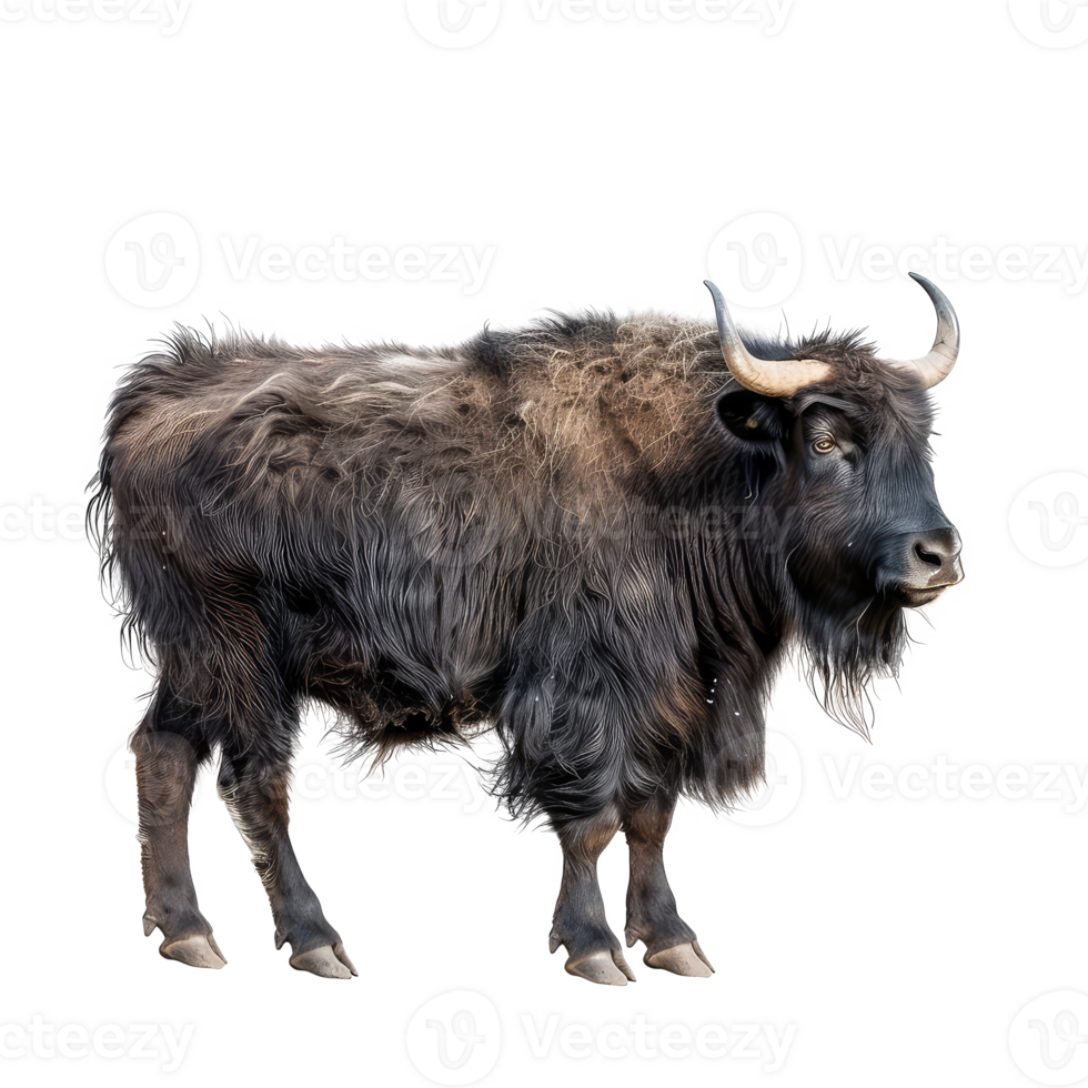 Yak side view full body isolate on transparency background png