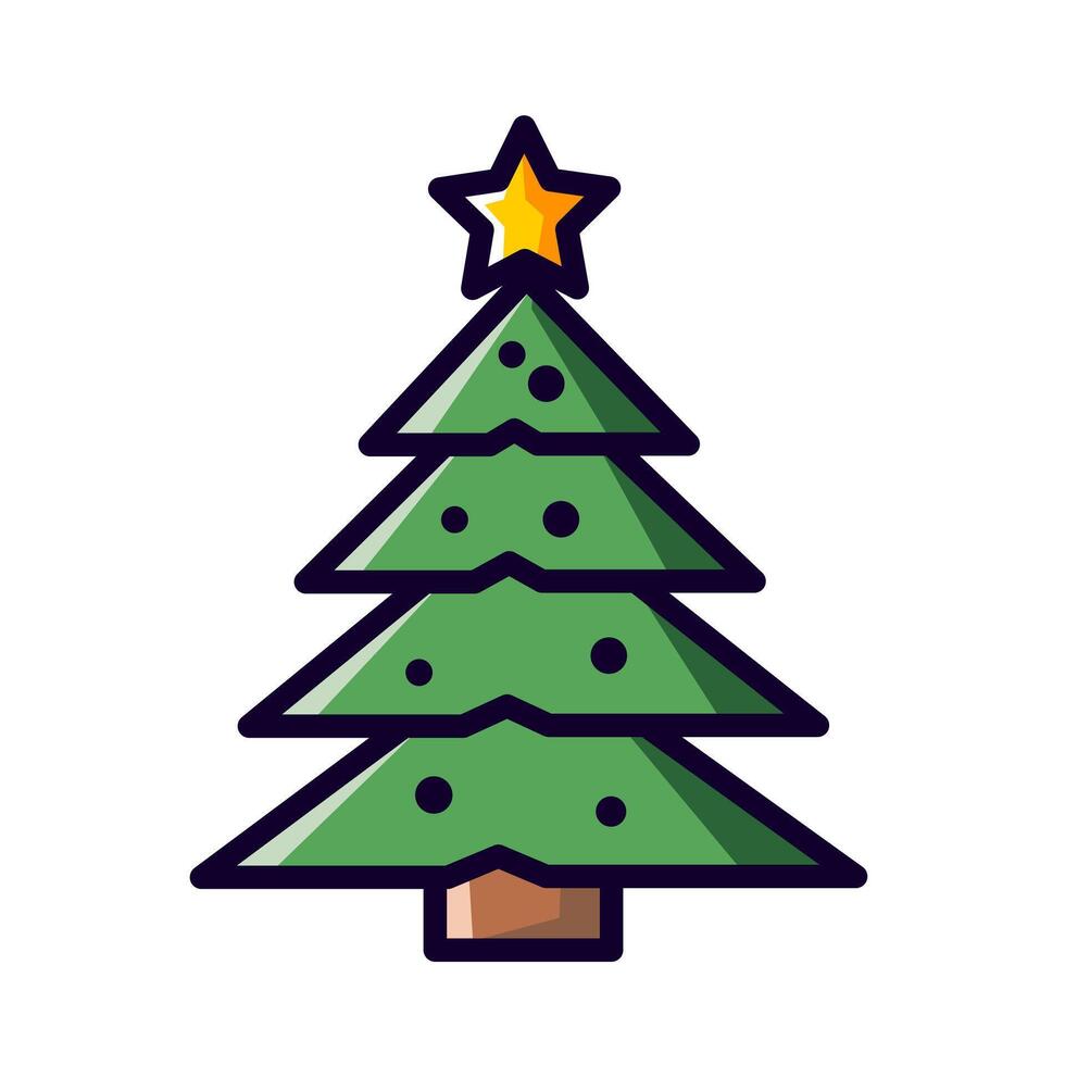 Cute green Christmas tree with simple star decoration vector