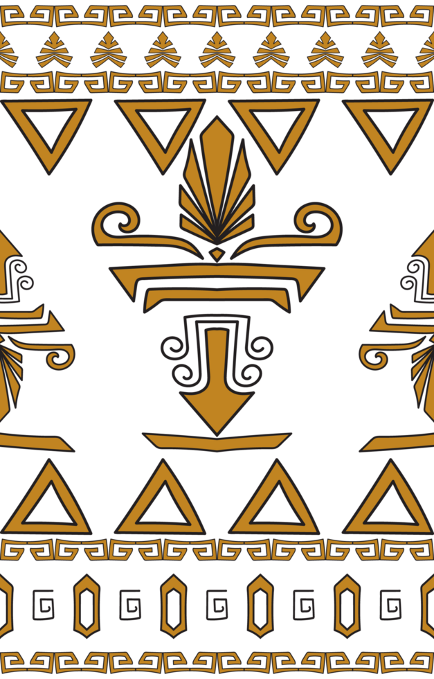 Seamless geometric Aztec ethnic pattern in brown on white for border. png