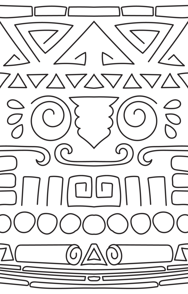 Aztec ethnic pattern geometric seamless black lines on a white background for the edge png