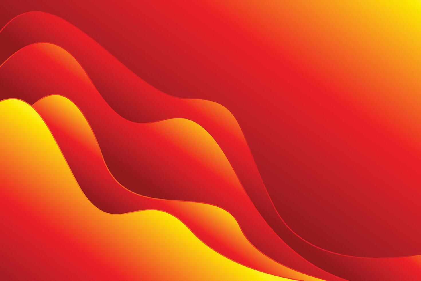 Abstract red and yellow waves on a red background vector