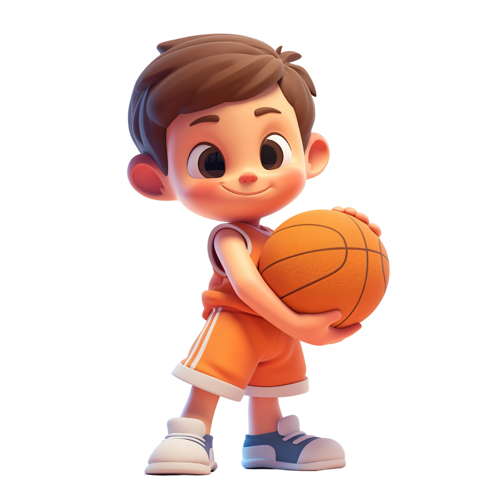 3D basketball player on a transparent background. png