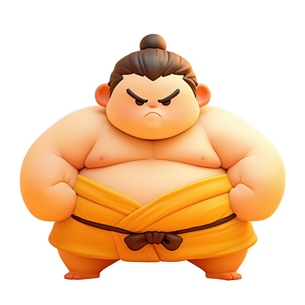 3D sumo wrestler on a transparent background. png