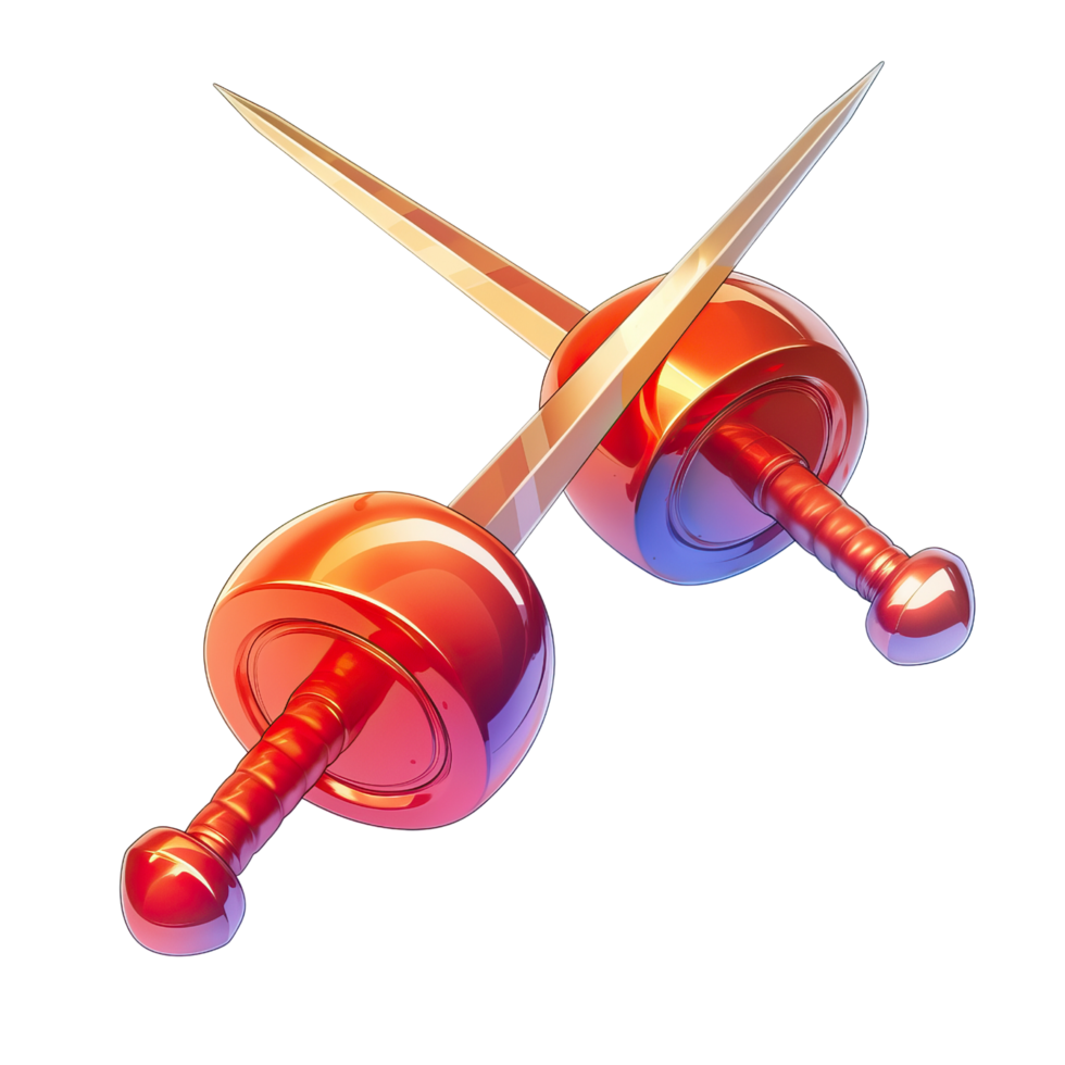 3D cartoon swords on a transparent background. png