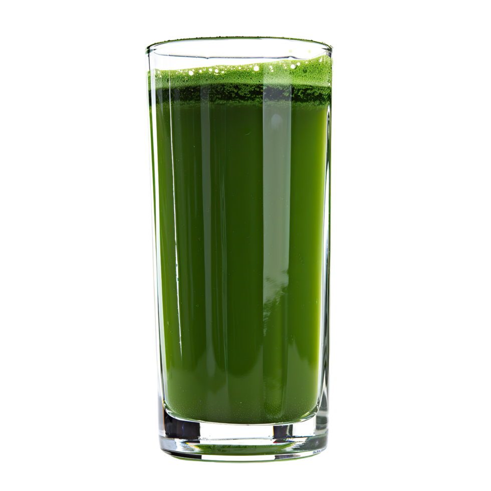 Glass of fresh celery juice on transparent background. png