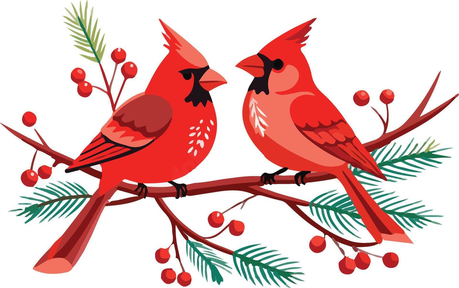 Winter Whispers Red Berries and Cheerful Bird vector