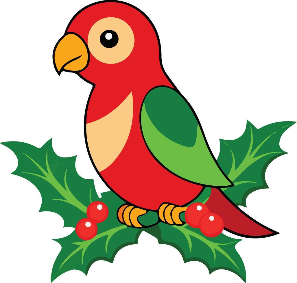 Woodland Bird with Festive Berries vector