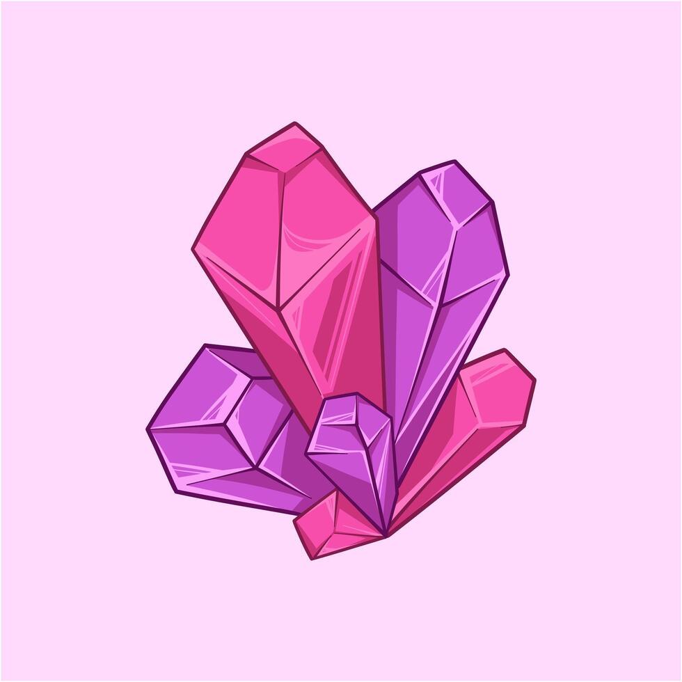 pink crystal with purple accents vector