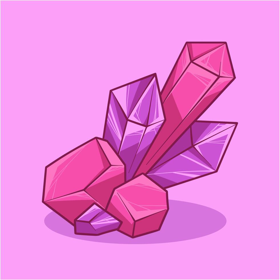 pink crystal with purple accents vector