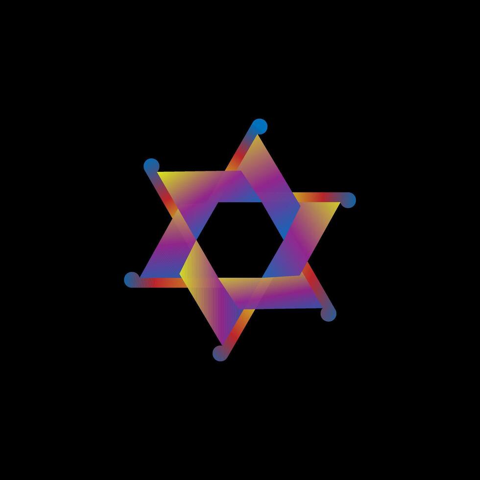 a rainbow colored star of david on a black background vector
