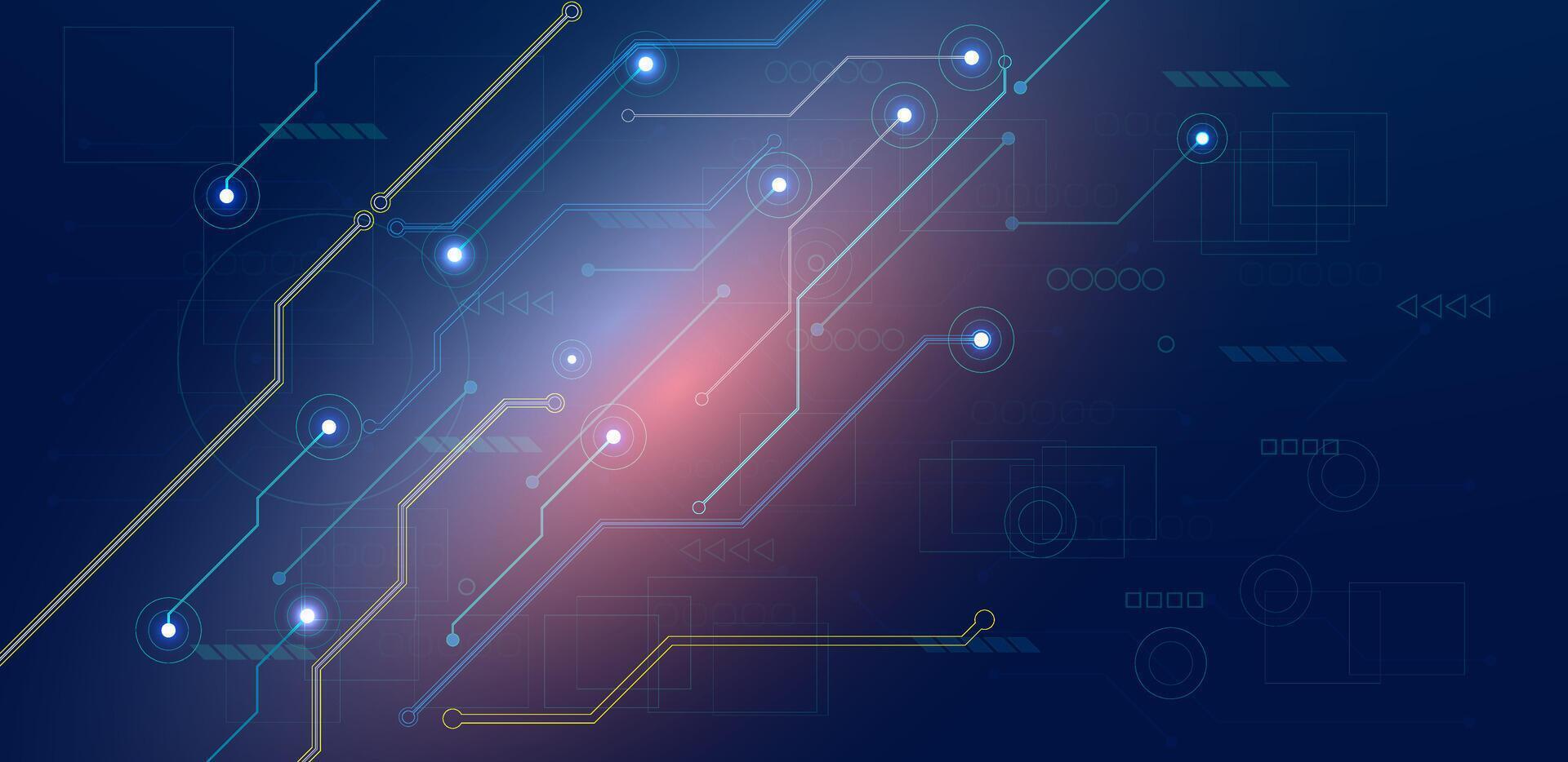 Electronic circuit board AI. Computer technology background vector