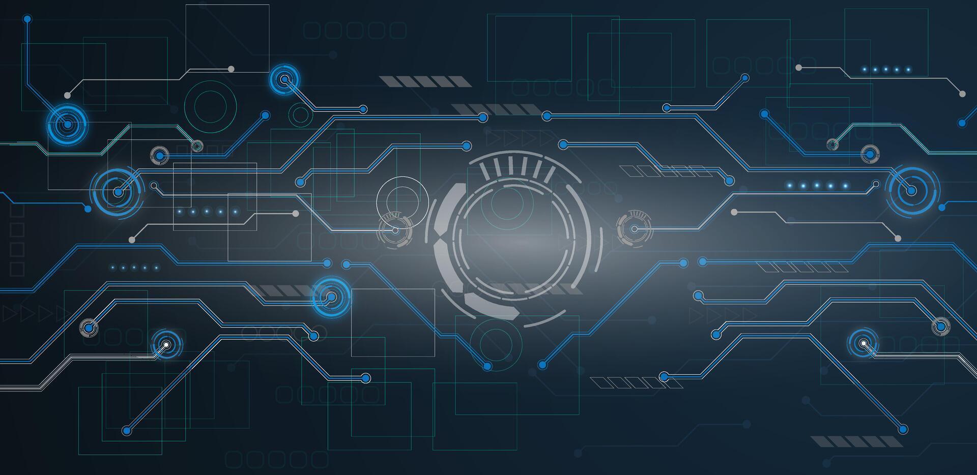 Quantum technology circuit board. Futuristic and modern background blue. illustration vector