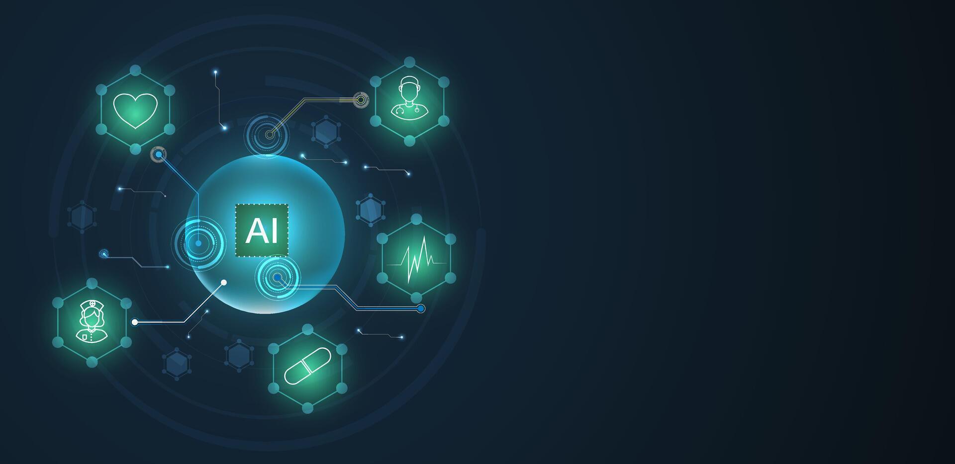 Artificial intelligence healthcare abstract background. Futuristic technology medical vector