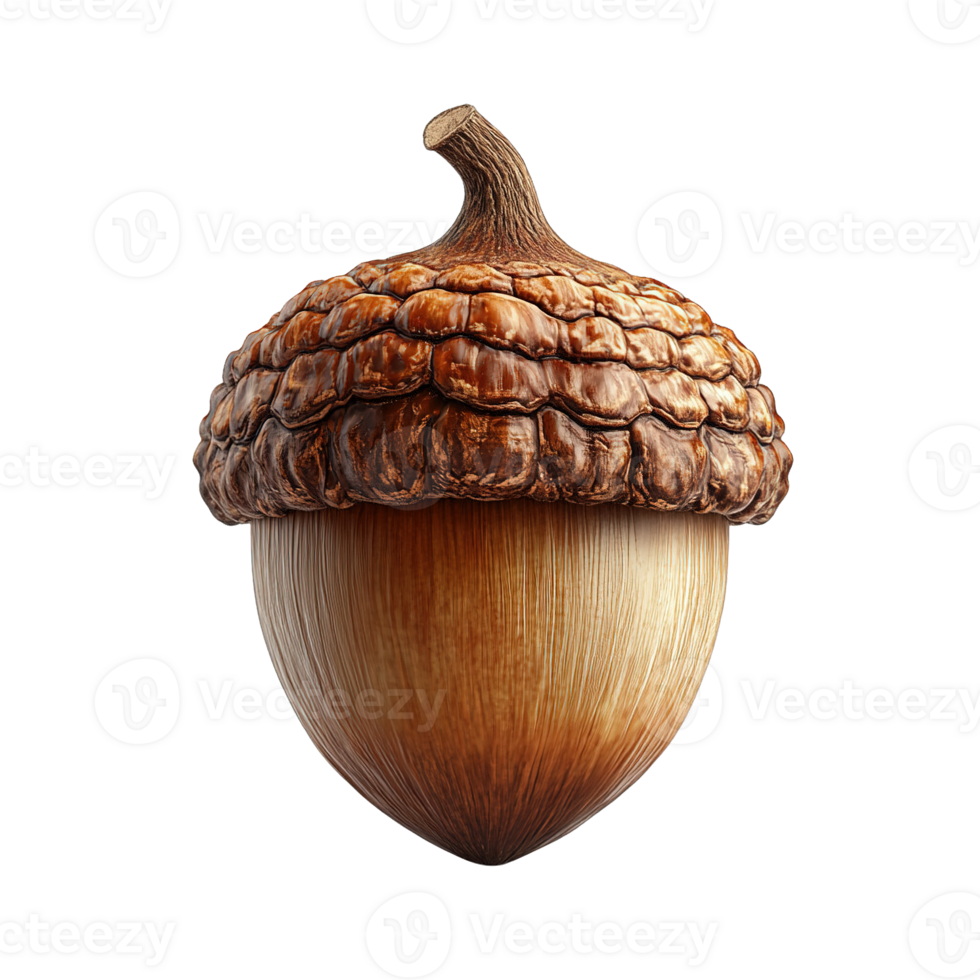 Intricate and realistic depiction of an acorn highlighting its natural textures and colors png