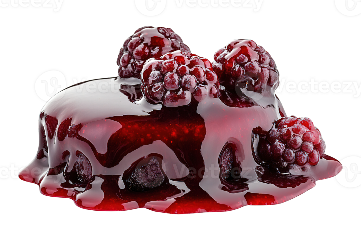 Berry-Glazed Dessert Topped with Fresh Blackberries and Dripping Sauce png