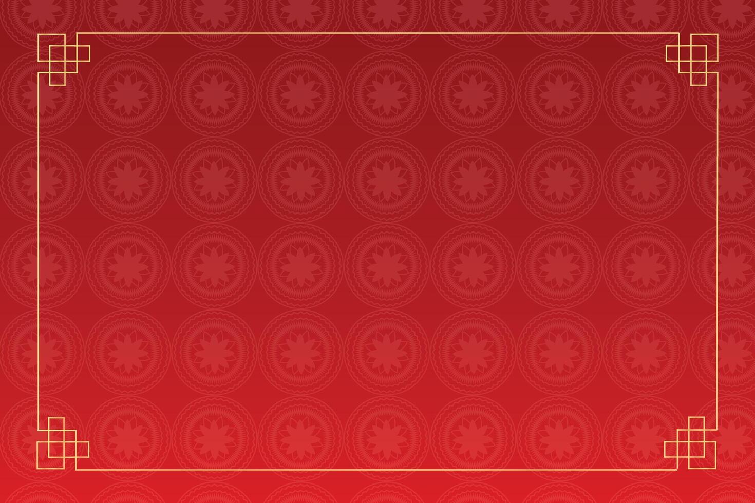 Traditional golden chinese frame with red background. vector