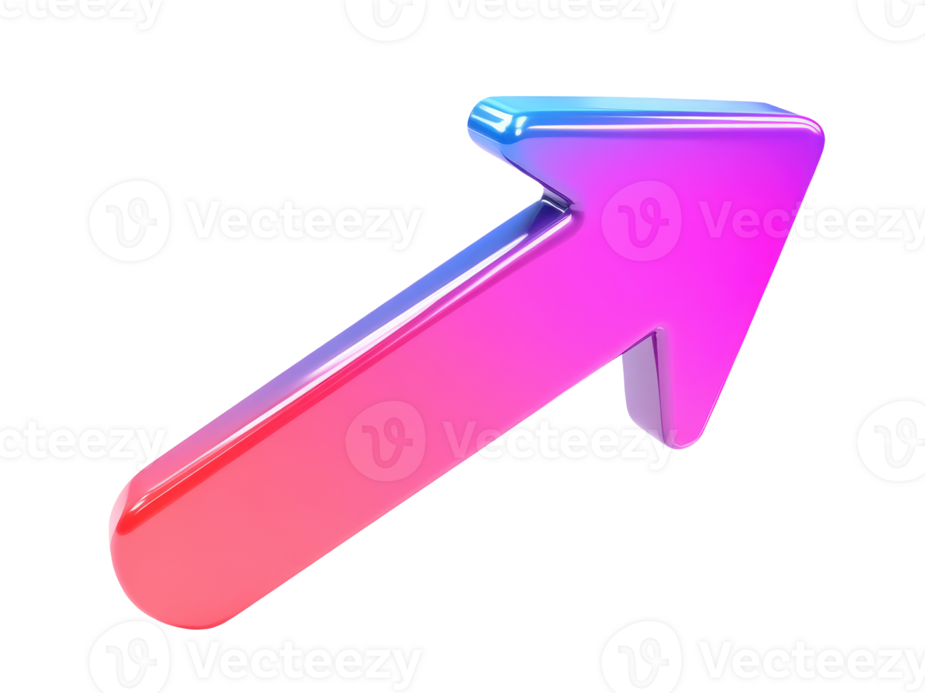 Illustration of gradient 3d arrow isolated on transparent background png