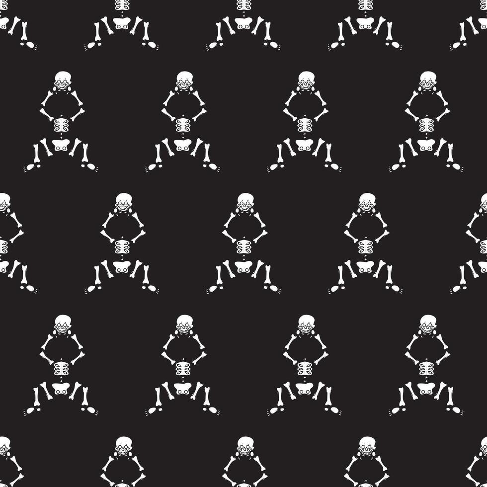 Dancing skeletons on a black background. Seamless pattern. illustration. vector