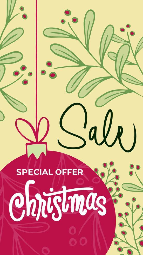 Christmas Stories Templates - Mistletoe Garlands Handwritten Inscriptions vector