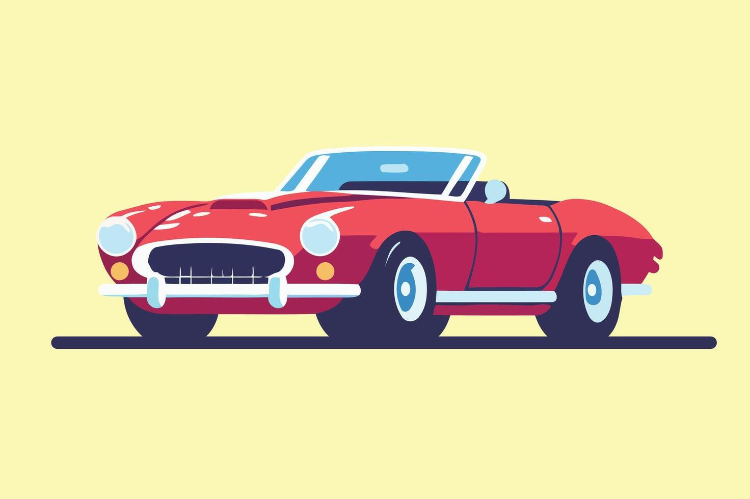Red Car Front Side View Transport Flat Illustration. vector