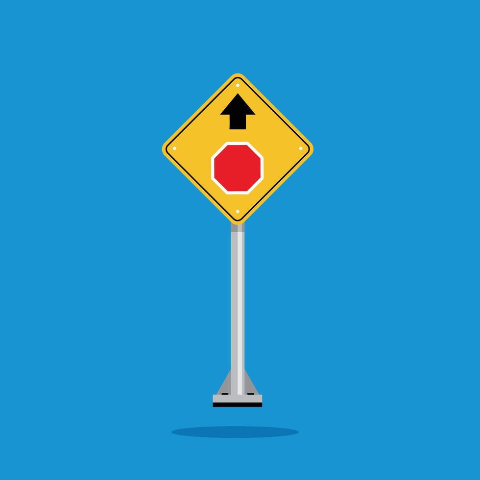 road sign icon, Stop ahead road on yellow rhombus. board.suitable for poster use and web icon vector