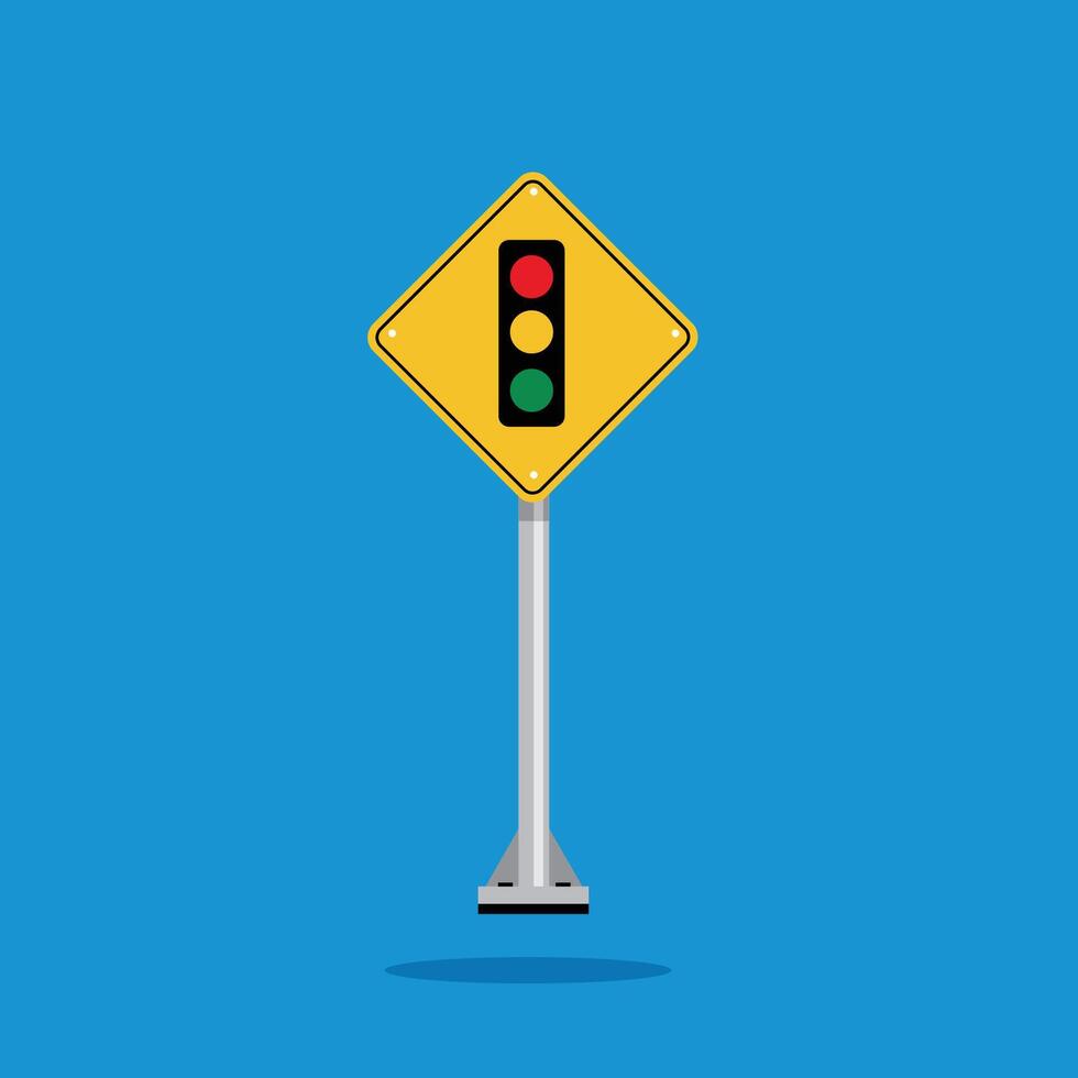 road sign icon, traffic light ahead on yellow rhombus board. suitable for poster use and web icon vector