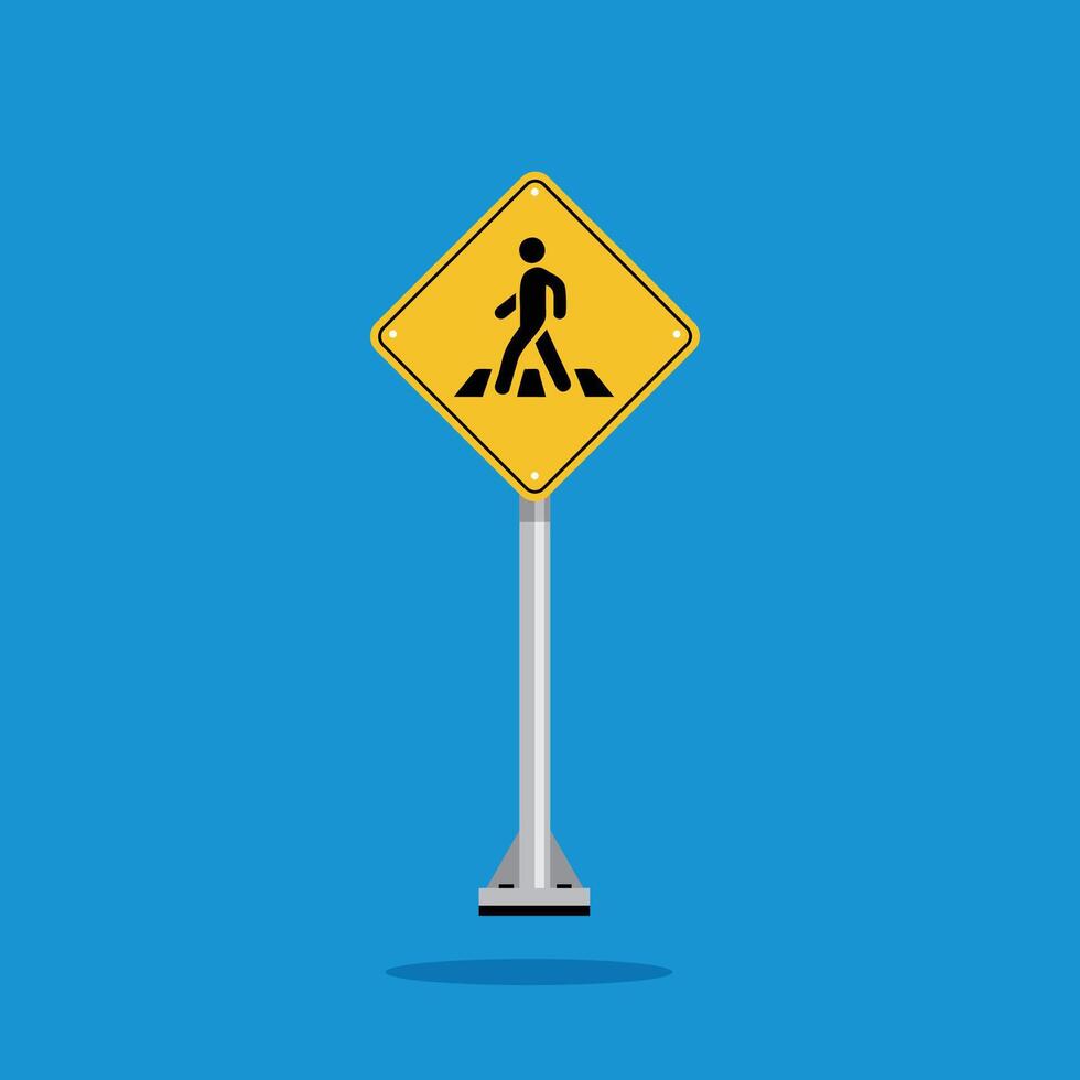 road sign icon, crossing for pedesterians warning ahead on yellow rhombus board. suitable for poster use and web icon vector