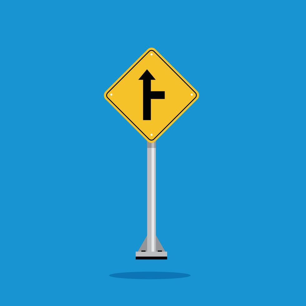 road sign icon, side road on the right warning on yellow rhombus board. suitable for poster use and web icon vector