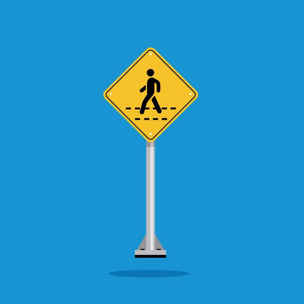 road sign icon, zebra crossing on yellow rhombus. board.suitable for poster use and web icon vector