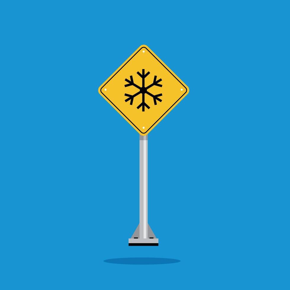 road sign icon, low temperature on yellow rhombus. board.suitable for poster use and web icon vector