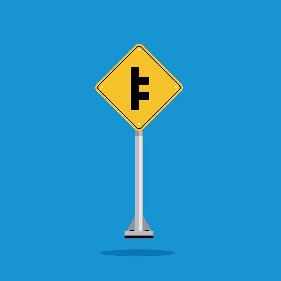 road sign icon, divided road on yellow rhombus board. suitable for poster use and web icon vector