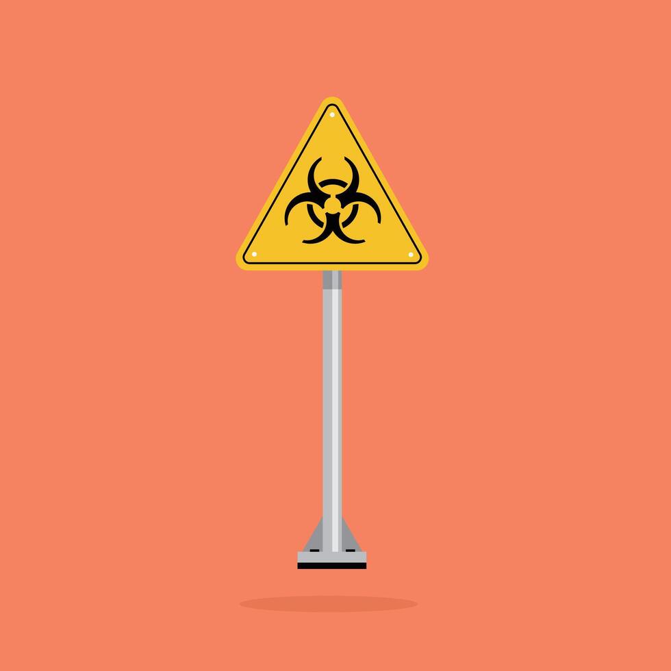biohazard symbol, sign inside yellow triangle board. suitable for poster and web icon use vector