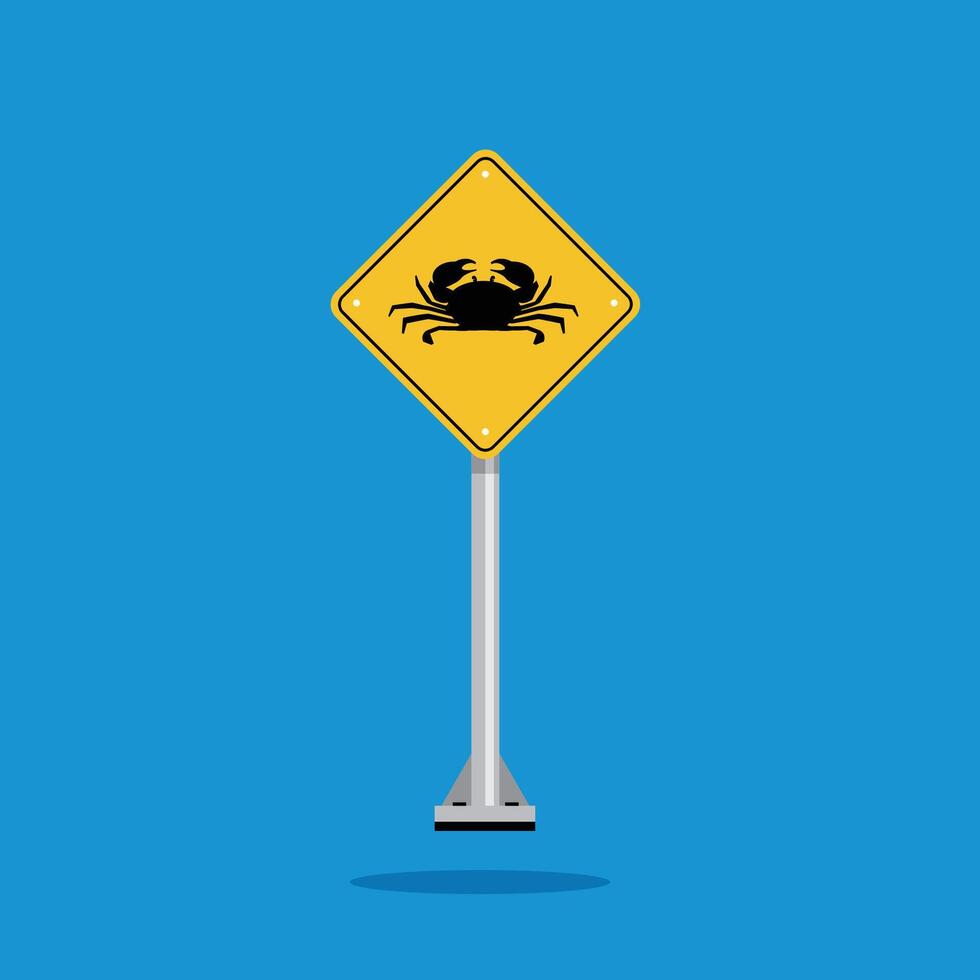 road sign icon, crab crossing on yellow rhombus. board.suitable for poster use and web icon vector