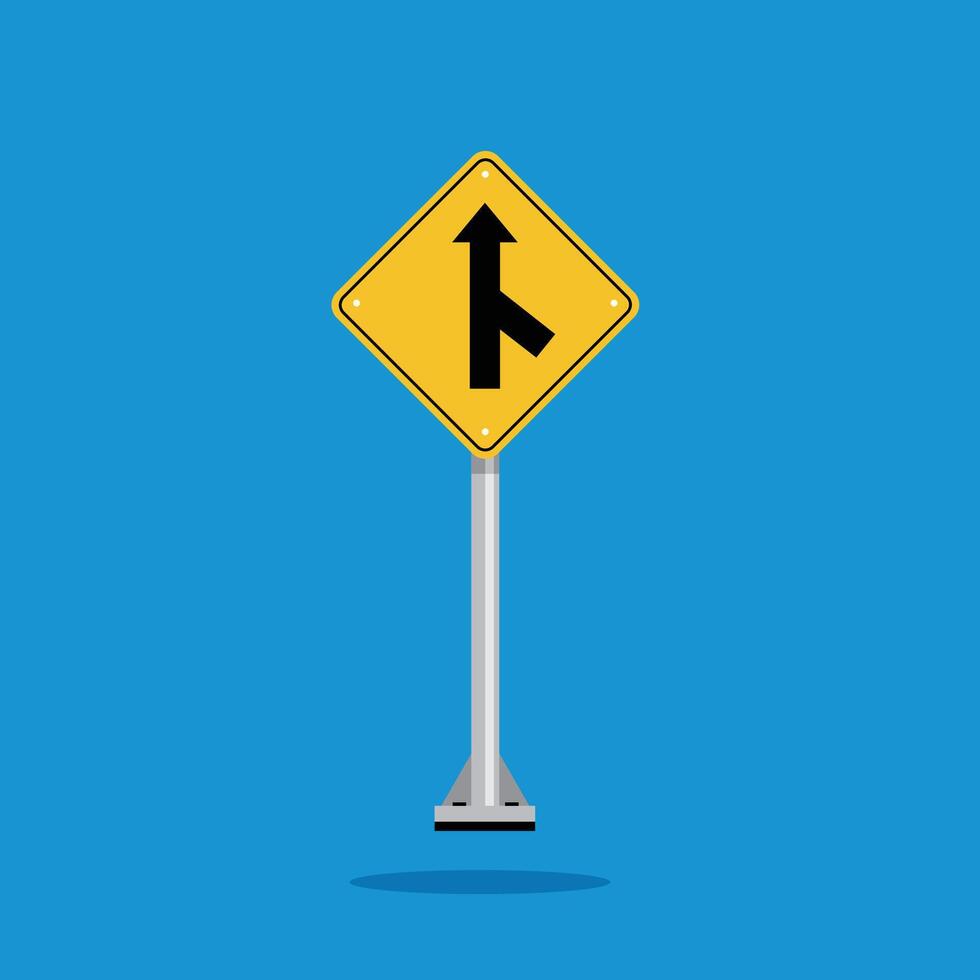 road sign icon, turning ahead road on yellow rhombus. board.suitable for poster use and web icon vector